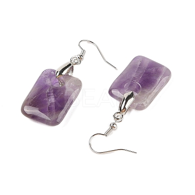 Natutal Amethyst Dangle Earrings EJEW-F343-E09-1