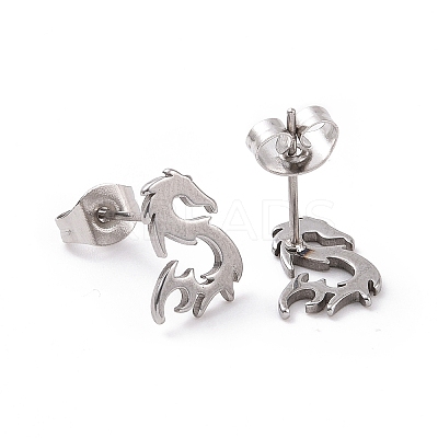 Non-Tarnish 304 Stainless Steel Tiny Dragon Stud Earrings for Men Women LS-EJEW-G318-08P-1