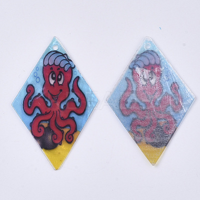 Printed Capiz Shell Pendants SHEL-T016-08A-1