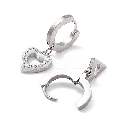 3 Pair 3 Style Crystal Rhinestone Clover & Lock & Key & Triangle & Flat Round & Heart Asymmetrical Earrings EJEW-B020-01P-1