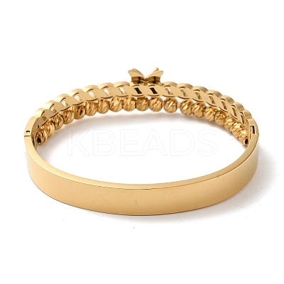 Stainless Steel 2 Lines Butterfly Hinged Bangles for Women BJEW-G719-21G-1