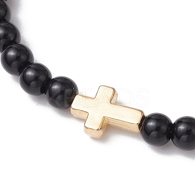 Opaque Acrylic Beads Stretch Bracelets BJEW-JB11605-01-1