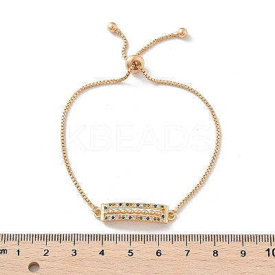 Rectangle Brass Micro Pave Cubic Zirconia Link Slider Bracelets KK-R217-52G-1