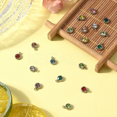 20Pcs 303 Stainless Steel Rhinestone Charms STAS-YW0001-17-1