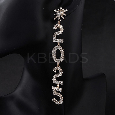 Brass Rhinestone Stud Earrings EJEW-Q012-02G-1