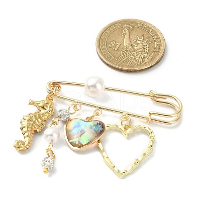 Heart with Sea Horse/Shell/Starfish Pendant Kilt Pins JEWB-BR00121-1