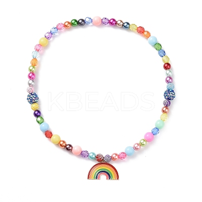 Rainbow Theme Bracelets & Necklaces Sets for Kids SJEW-JS01266-1