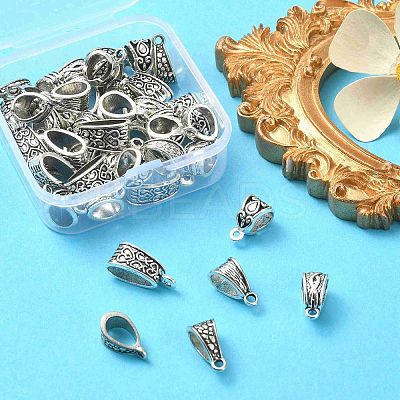 50Pcs 5 Style Tibetan Style Zinc Alloy Tube Bails FIND-YW0003-14-1