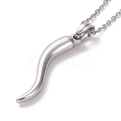 Non-Tarnish 304 Stainless Steel Pepper Shape Pendant Necklace for Women STAS-E154-19P-1