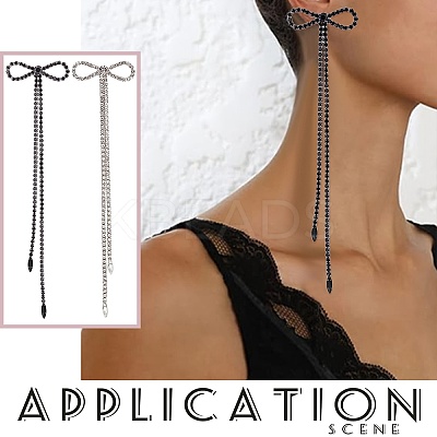2 Pairs 2 Colors Alloy Bowknot Dangle Stud Earrings with Sterling Silver Pins EJEW-AN0004-89-1