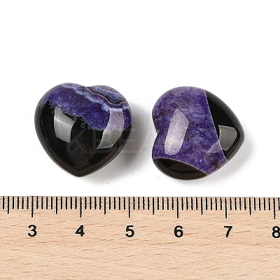 Natural Agate(Dyed & Heated) Heart Palm Stone G-Q021-04H-1