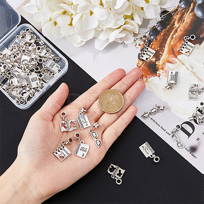 10 Sets Teachers' Day Tibetan Style Alloy European Dnagle Charm FIND-FH0006-83-1