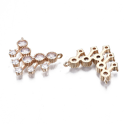 Brass Micro Pave Clear Cubic Zirconia Pendants Links KK-S359-161-RS-1