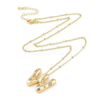 Brass Micro Pave Clear Cubic Zirconia Pendant Necklaces NJEW-Z038-01G-W-1