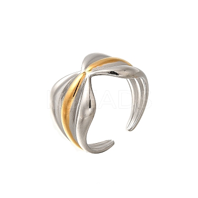 Bowknot 304 Stainless Steel Open Cuff Rings for Women RJEW-G339-05GP-02-1