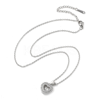 Heart 304 Stainless Steel Micro Pave Cubic Zirconia Pendant Necklaces for Women NJEW-D288-05P-1