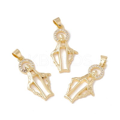 Brass Micro Pave Clear Cubic Zirconia Pendants KK-G415-23G-1