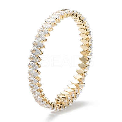 Brass Micro Pave Clear Cubic Zirconia Bangles BJEW-A116-04G-B-1
