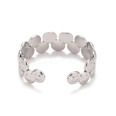 Non-Tarnish 304 Stainless Steel Flat Round Wrap Open Cuff Ring for Women RJEW-A005-34P-1