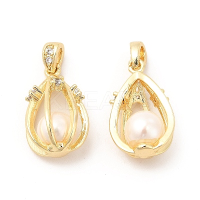 Brass Micro Pave Cubic Zirconia Pendants KK-I697-04G-1