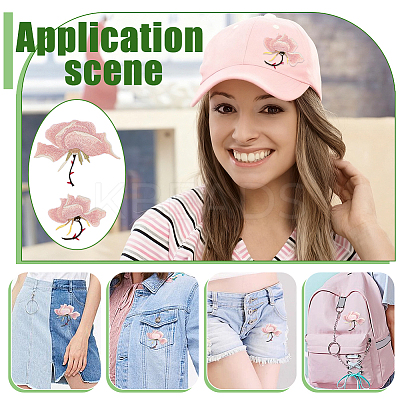 4Pcs 2 Styles Polyester Computerized Embroidery Cloth Iron on/Sew on Patches PATC-PH0001-56-1