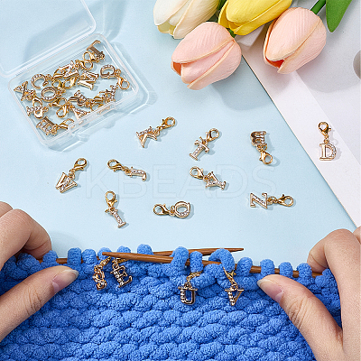 1Set Letter A~Z Alloy Rhinestone Pendant Decorations HJEW-SC0002-02G-1