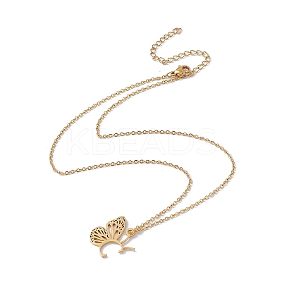 Initial Letter with Butterfly Pendant Necklace LS-NJEW-C026-01G-C-1