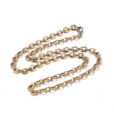 PVD Vacuum Plating 304 Stainless Steel Oval Link Chains Necklace STAS-E160-18GP-1