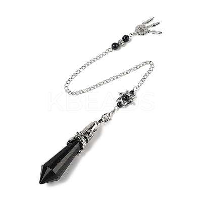 Synthetic Blue Goldstone Cone Dowsing Pendulum Big Pointed Pendants AJEW-Z041-01D-AS-1