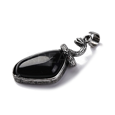 Natural Obsidian Pendants G-K338-42AS-01-1