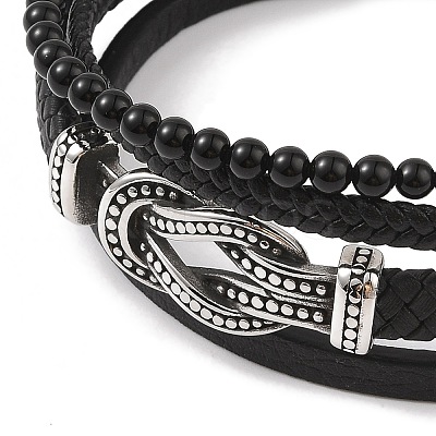 Braided Microfiber Leather Multi-strand Bracelets BJEW-B096-06A-1