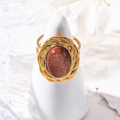 Oval Synthetic Goldstone Finger Rings RJEW-M063-01G-19-1