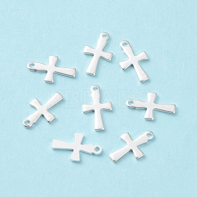 304 Stainless Steel Tiny Cross Charms STAS-L234-077S-1