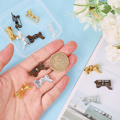 12Pcs 3 Colors Bowknot Brass Brooches for Women JEWB-CA0001-56-1