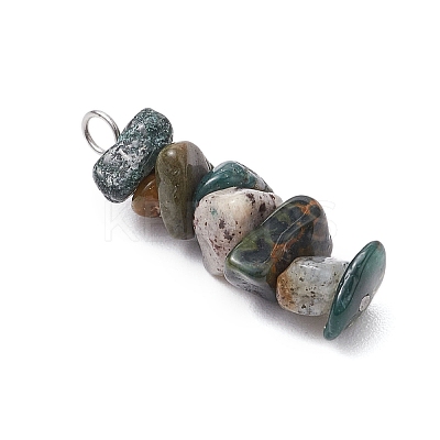 3Pcs Natural Labradorite & Moss Agate & Obsidian Chip Beaded Constellation Pendants PALLOY-JF03043-10-1