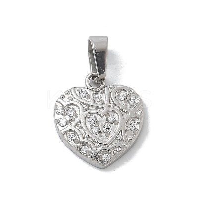 304 Stainless Steel Micro Pave Cubic Zirconia Pendants STAS-Z107-04P-03-1