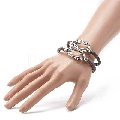 Braided Imitation Cowhide Leather Cord Bracelets for Couple BJEW-JB06443-1