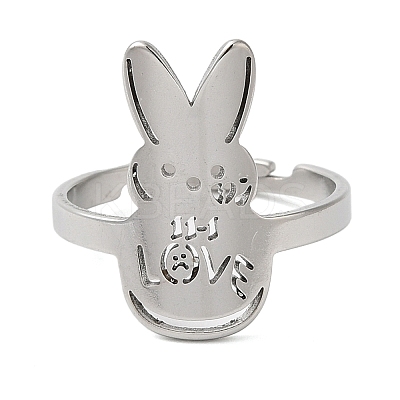 Non-Tarnish 201 Stainless Steel Adjustable Rings for Women RJEW-F163-01P-1