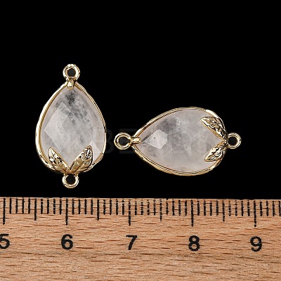 Natural Quartz Crystal Faceted Teardrop Connector Charms G-B081-03G-16-1