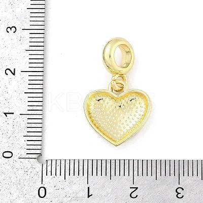 Brass Red Enamel Heart European Dangle Charms KK-Z090-07G-02-1
