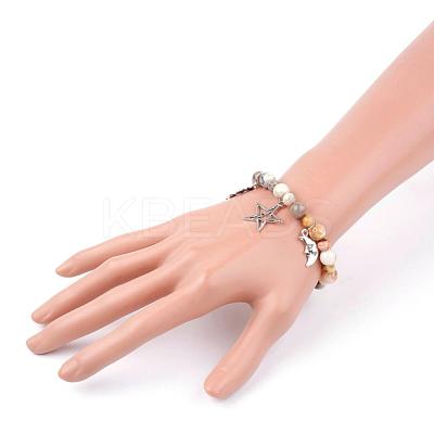 Natural Crazy Agate Charm Bracelets BJEW-JB03349-03-1