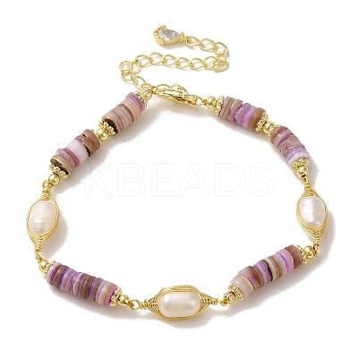 Natural Pearl & Shell Beaded Bracelets BJEW-C051-05G-1