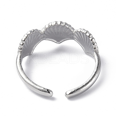 304 Stainless Steel Shell Open Cuff Ring for Women RJEW-C046-04P-1