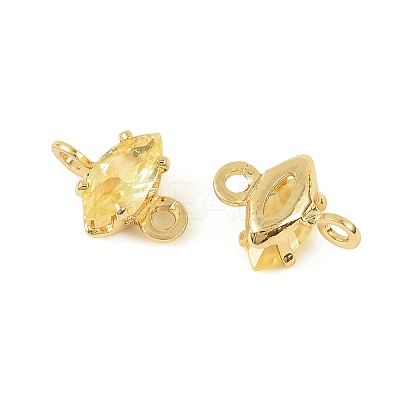 Brass Pave Cubic Zirconia Horse Eye Connector Charms KK-P347-03G-02-1
