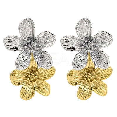 304 Stainless Steel Flower Stud Earrings for Women EJEW-U023-09GP-1
