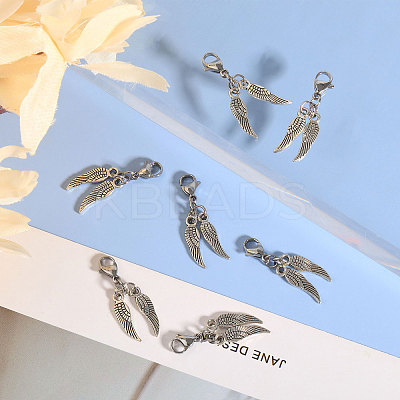 Tibetan Style Alloy Wing Pendant Decoration HJEW-AB00504-1
