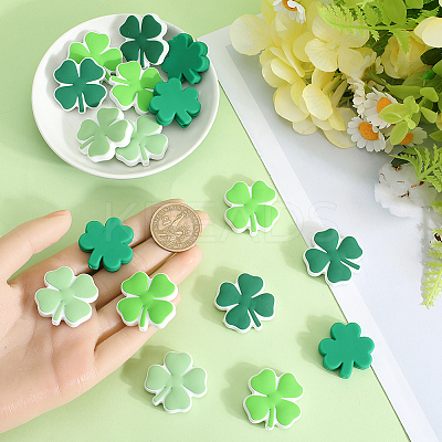 20Pcs 4 Styles Clover Food Grade Silicone Beads SIL-SC0002-57-1