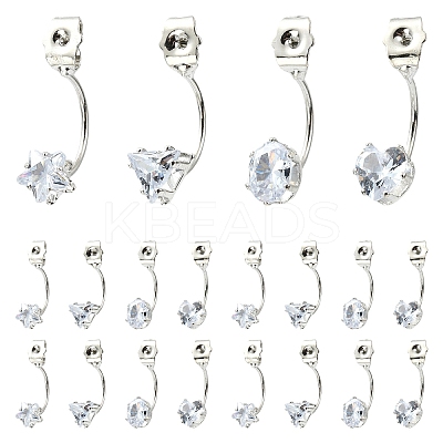 16Pcs 4 Styles Alloy Clear Cubic Zirconia Earring Nuts FIND-YW0012-06A-1