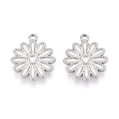 304 Stainless Steel Flower Pendants STAS-T069-25P-1