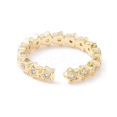Clear Cubic Zirconia Star Cuff Ring LS-KK-D067-34G-RS-1
